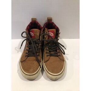 Vans Sk8-Hi Moc Suede Brown Plaid High Top Sneakers Shoes scotch Gard 4.5‎